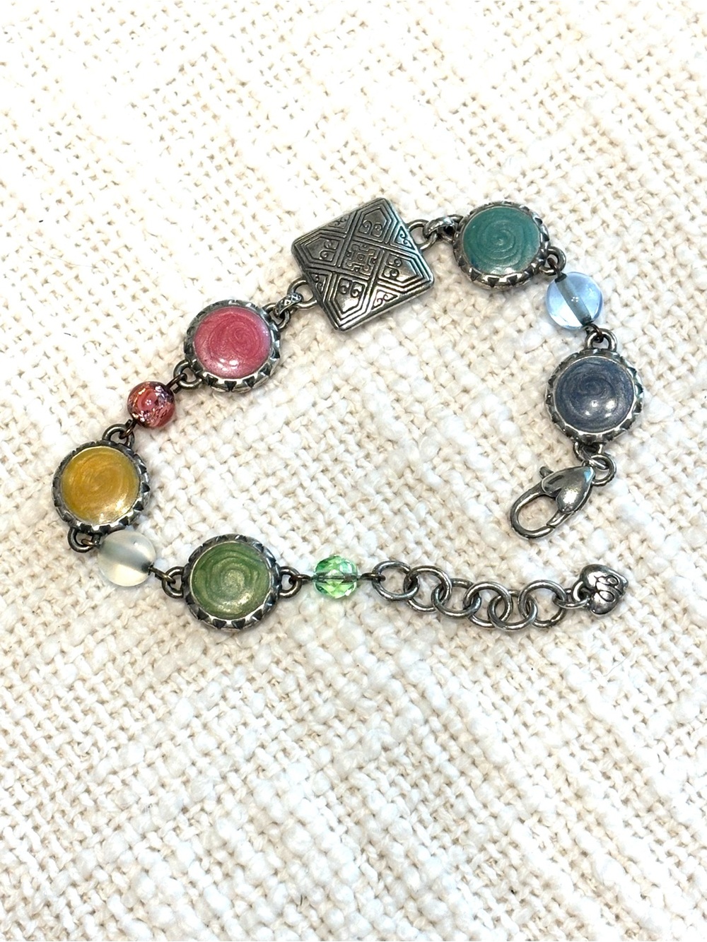 Brighton "Garden Girl" silver-plated link bracelet. (Retired)